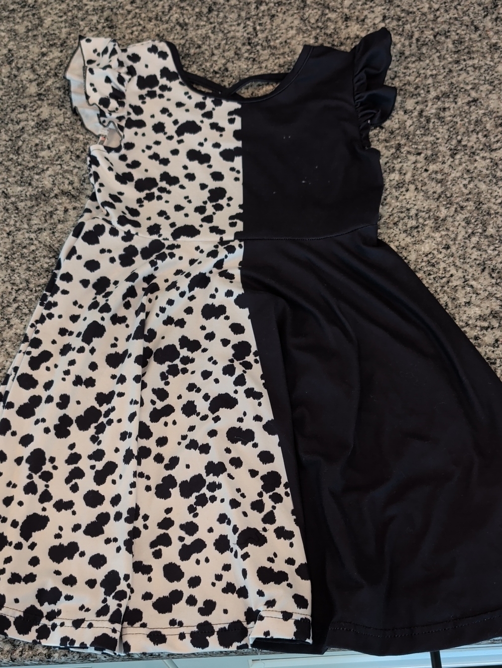 rebels Black and White Split Dalmatian Print Dress